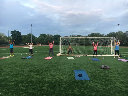 A.M. Campers...circuit with body bar hang clean and press.  Get it ladies!