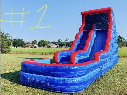 Red and blue 18ft water slide