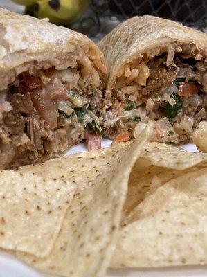 Carnitas burrito (it's big).