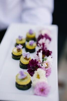 Roasted Vegetable Towers layered with Sundried Tomato-Pistachio Pesto