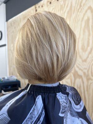 Bob cut and blonde color