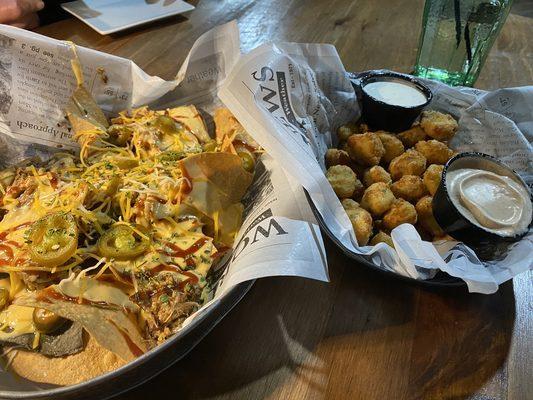 Pulled Pork Nachos and Garlic Cheese Curds @ Waterford Inn, 11.3.2023.