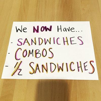 We have our sandwich bread back! Both locations !! Half soup half sandwich combos are back!!