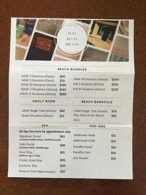 Pricing for various services