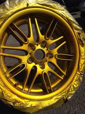 M5 wheels after . Color of wheels are candy apple gold.