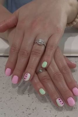 Gel manicure with nail art