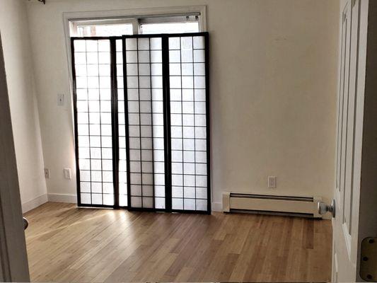 Installed bamboo flooring and new closet organizer