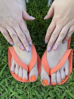 Pedicure with Full Acrylic w/ Gels and design