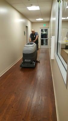 Montesorri School, cleaning a very busy floor. This is the best way.