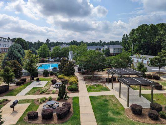 Outside. Courtyard. One of the pools.