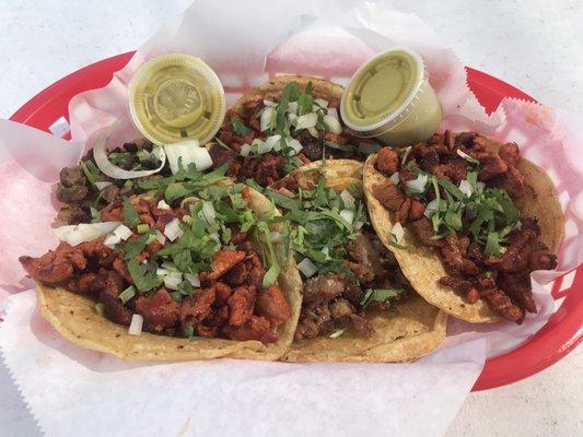 Pastor, carne asada and tripe.