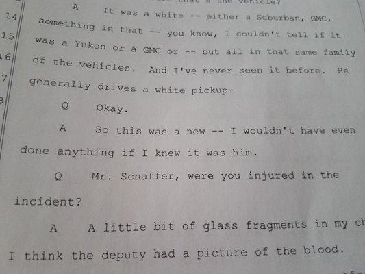 Scott Makes it A Point to Say He Pulled Up Next to NOT Behind but in the 10/25/19 Hearing He Says He Pulled Up Behind Me. So Much  Perjury..