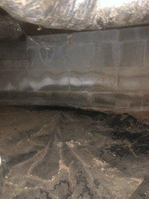 Signs of water intrusion in crawlspace