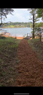 A restored path was nicely prepared with cypress mulch down to the dock