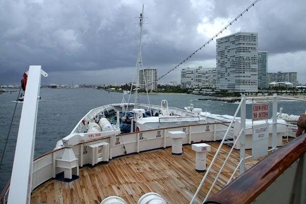 Arrival at Fort Lauderdale, Florida...with the effects of Tropical Storm Fay up in the sky.