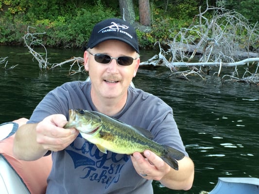 Ten Mile Lake is great for bass fishing. I've caught 19.5" bass here. This was the first catch of my 2015 trip.