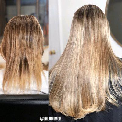 European hair Extensions transformation with micro rings by Shlomi Mor