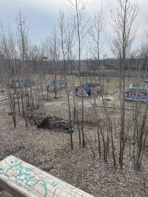 You can see the graffiti walls pretty good through the bare trees