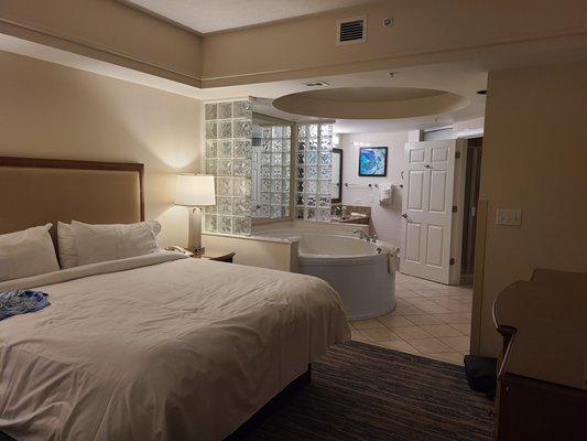 spacious master bedroom and jacuzzi tub