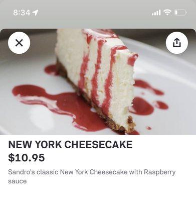 What BFP advertises as an $11 piece of cheesecake.