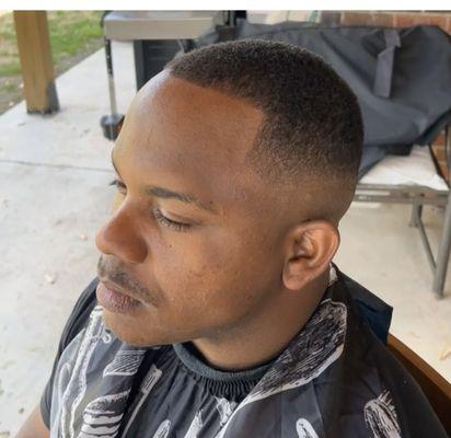 Mid bald fade with beard shave. #fades # barber #okcbarber #femalebarber