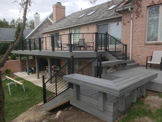 Composite Deck with Aluminum Railing and Benches