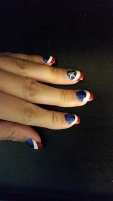 My beautiful captin america nails for the forth of july