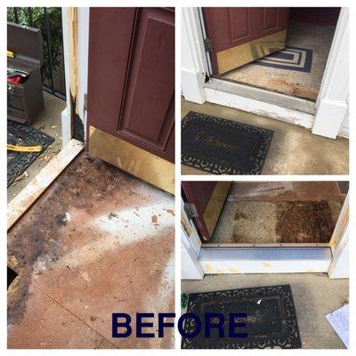 Doorway threshold and jamb rot.