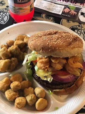 Surf and turf with the fried okra .