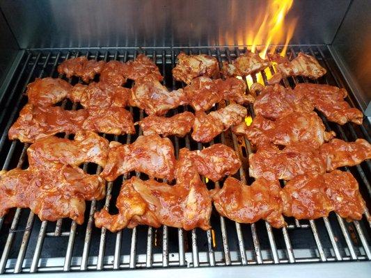 Organic Chicken marinaded grilling for an event.