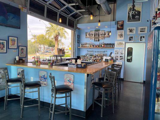 Nice bar area with an open patio.