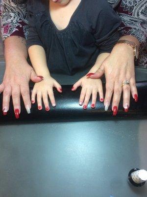 Grandma and granddaughter matching nails!