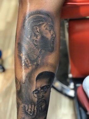 Malcom x and nipsey hustle portraits