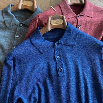 Cashmere / silk long sleeve polos, also available in made to measure.