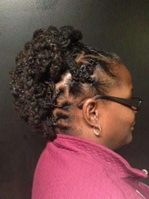 Loc retwist w/ braided & knotted updo!!!