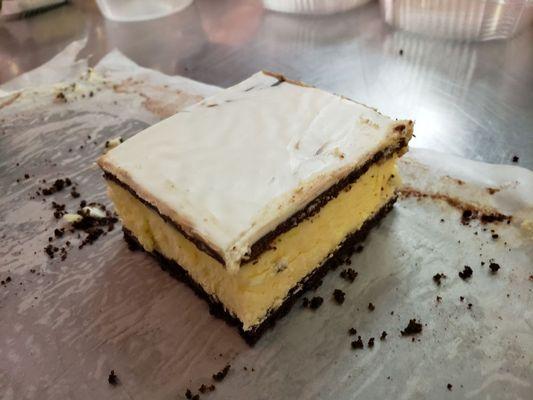 Square cheese with white chocolate