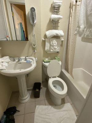 Bathroom in the hotel room.