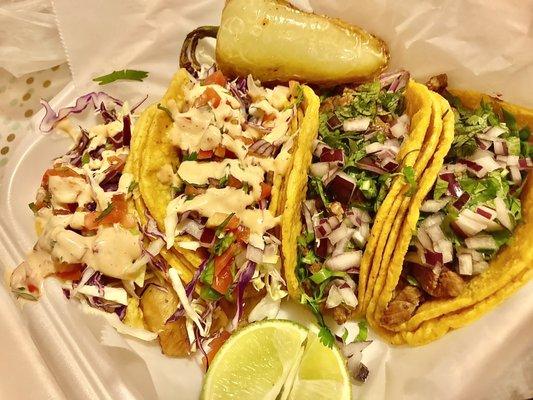 Fish & carne asada tacos