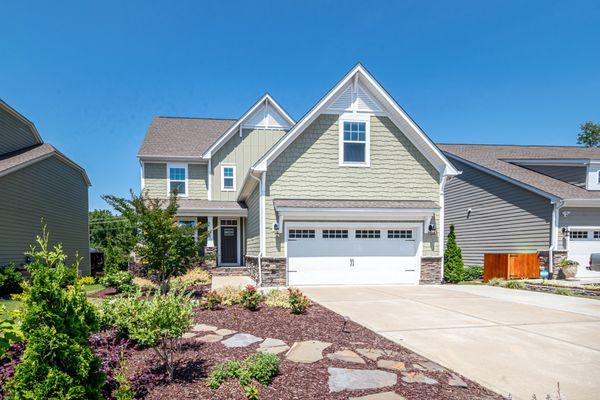 White garage door with windows