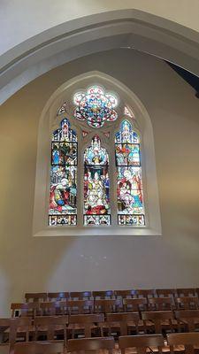 Stained glass to left of chapel