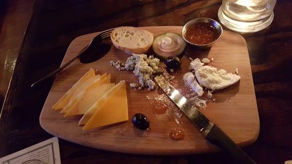 Most of it has been ate, but this cheese platter is awesome. Love the jam!