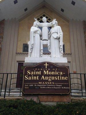 The Holy Family Statue at the Front Entrance.