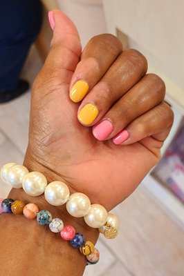 Great Gel Set by Tulip !! OPI Colors. Yellow - Never a Dulles Moment/ Pink - Racing for Pinks.