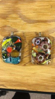 Fused pendants made by children. A great keepsake.