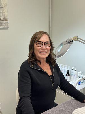 Our Esthetician, Christine!  With 24 years of experience she is excited to help you through your skincare journey.