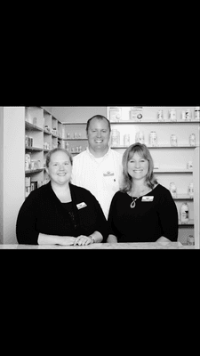 Our friendly pharmacists! Hayley Dunn, Jay Braxton, and Cathy Barnette.