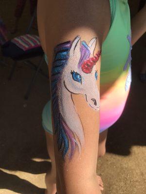 A "boy" unicorn sparkly face paint! New ideas always coming in.