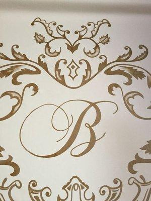 Hand painted details on our aisle runner, Artistic Aisle Runners