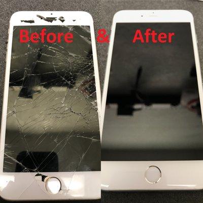 Before and after iphone 6s screen replacement