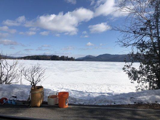 Caught an Ice fisherman heading out onto Lake George today! 3.1.2020